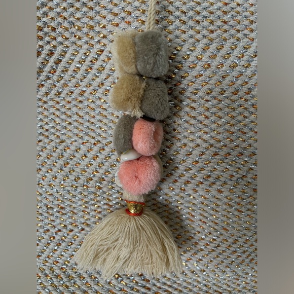 AMERICA & BEYOND. Boho metallic tote bag beach girly neutral straw travel - Picture 6 of 11